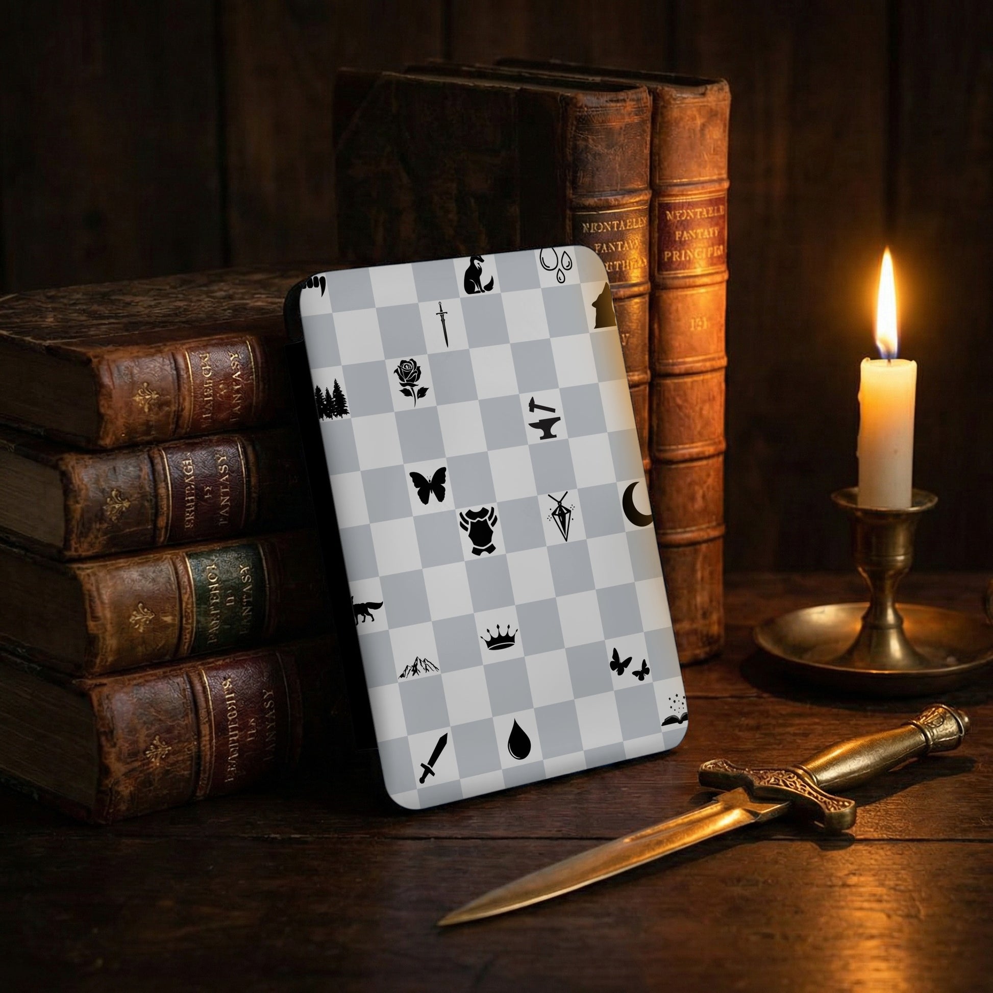 Fantasy icon checkerboard pattern symbols product type