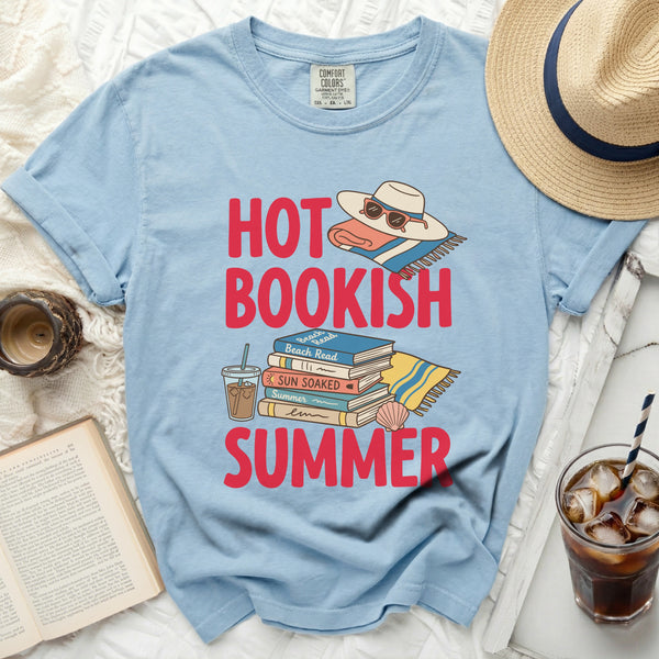 Hot Bookish Summer Vibes Tee in Chambray