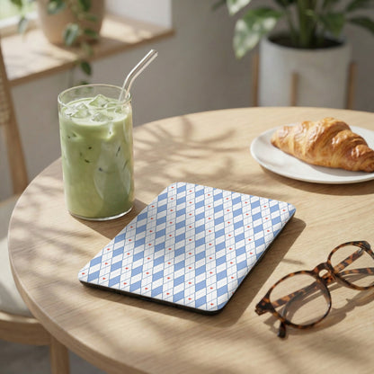 Elegant Blue and White Checkered Pattern Notebook