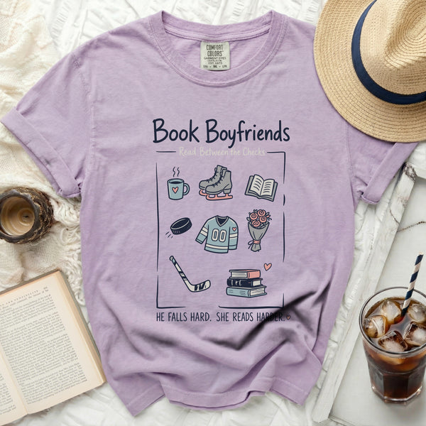 Book Boyfriends Hockey Romance Tee in Orchid