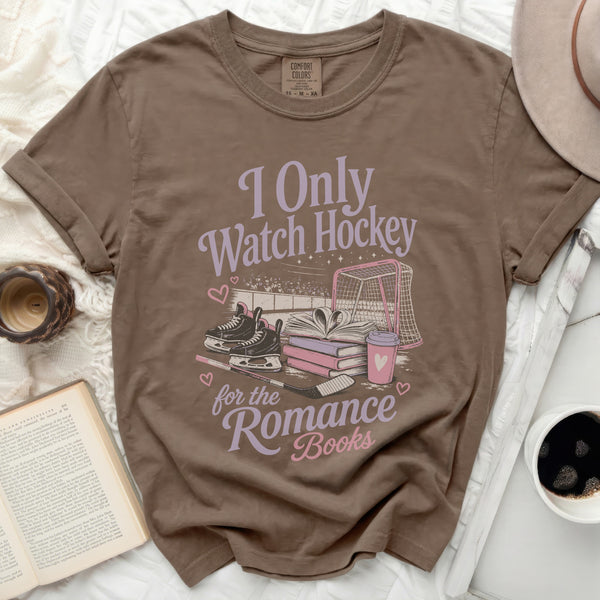 I Only Watch Hockey for Romance Tee in Espresso