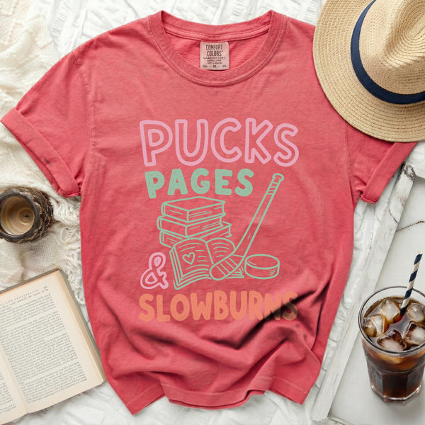Pucks, Pages & Slow Burns Tee in Watermelon