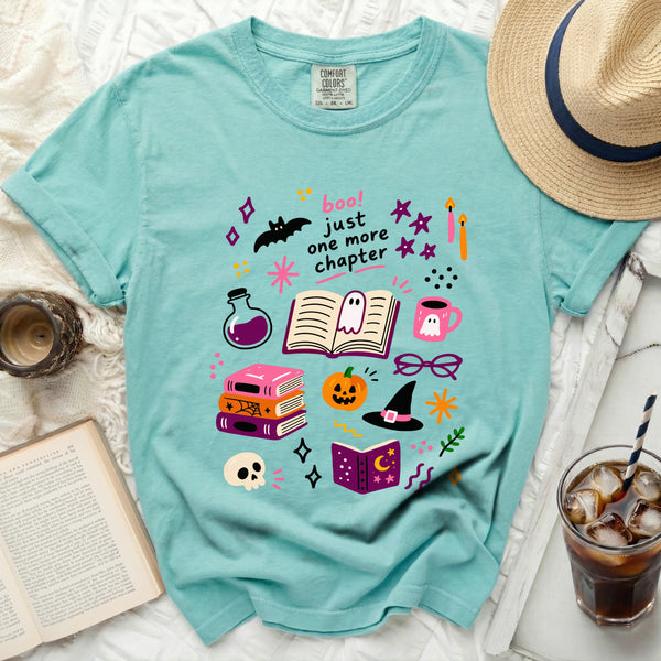 Cozy Chapter Halloween Tee in Island Reef
