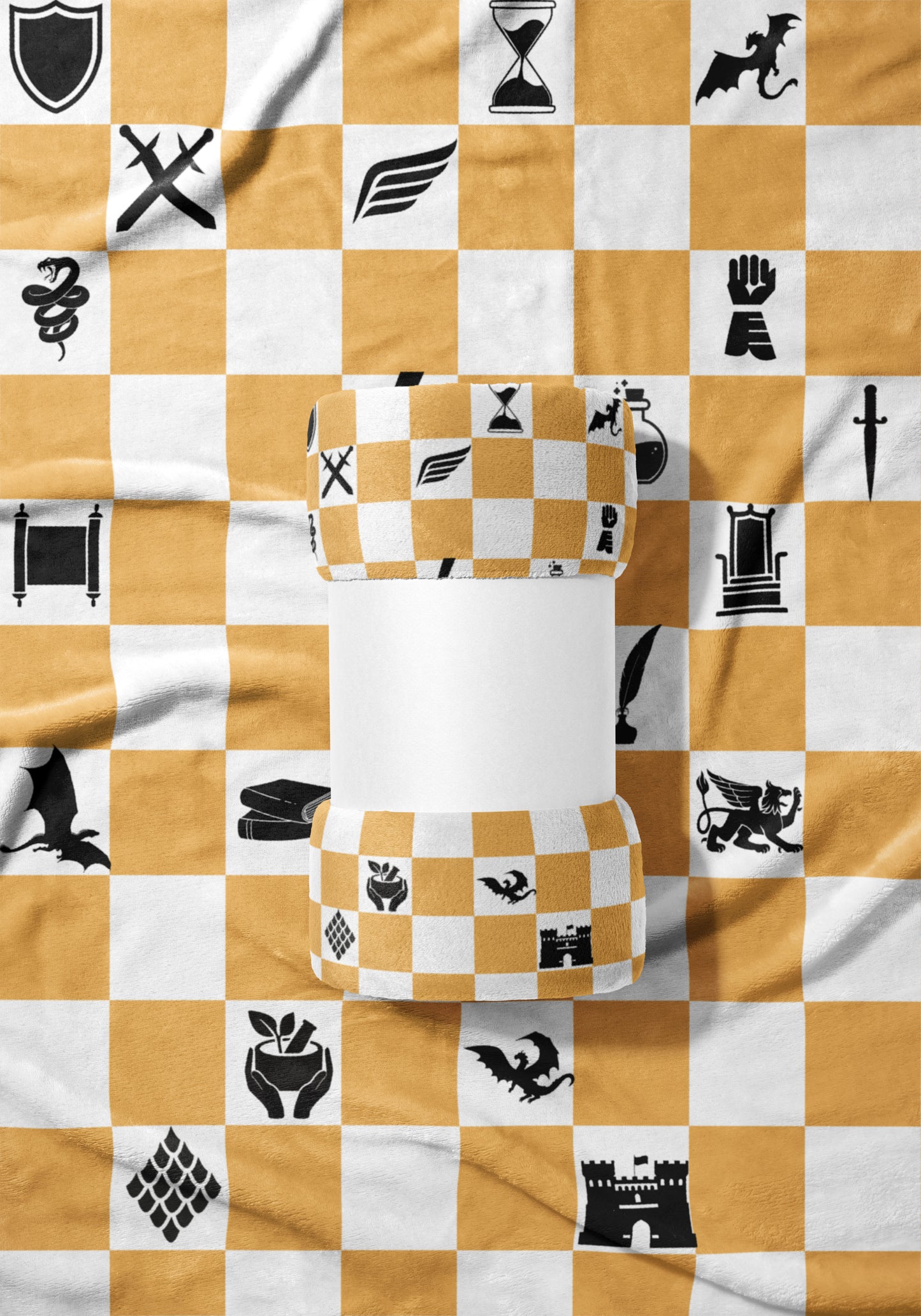 Chess-themed bed sheet with unique black icons design