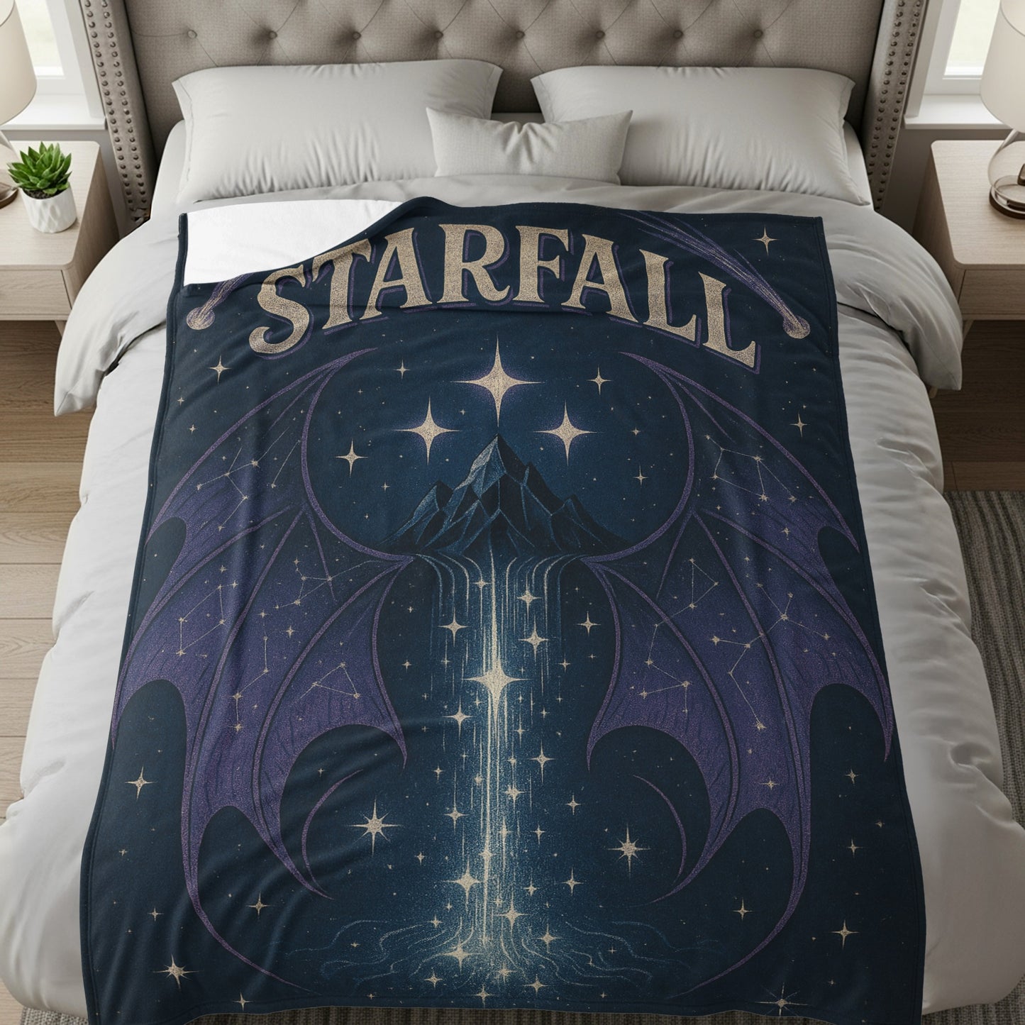 Starfall Throw Blanket with Elegant Astral Design