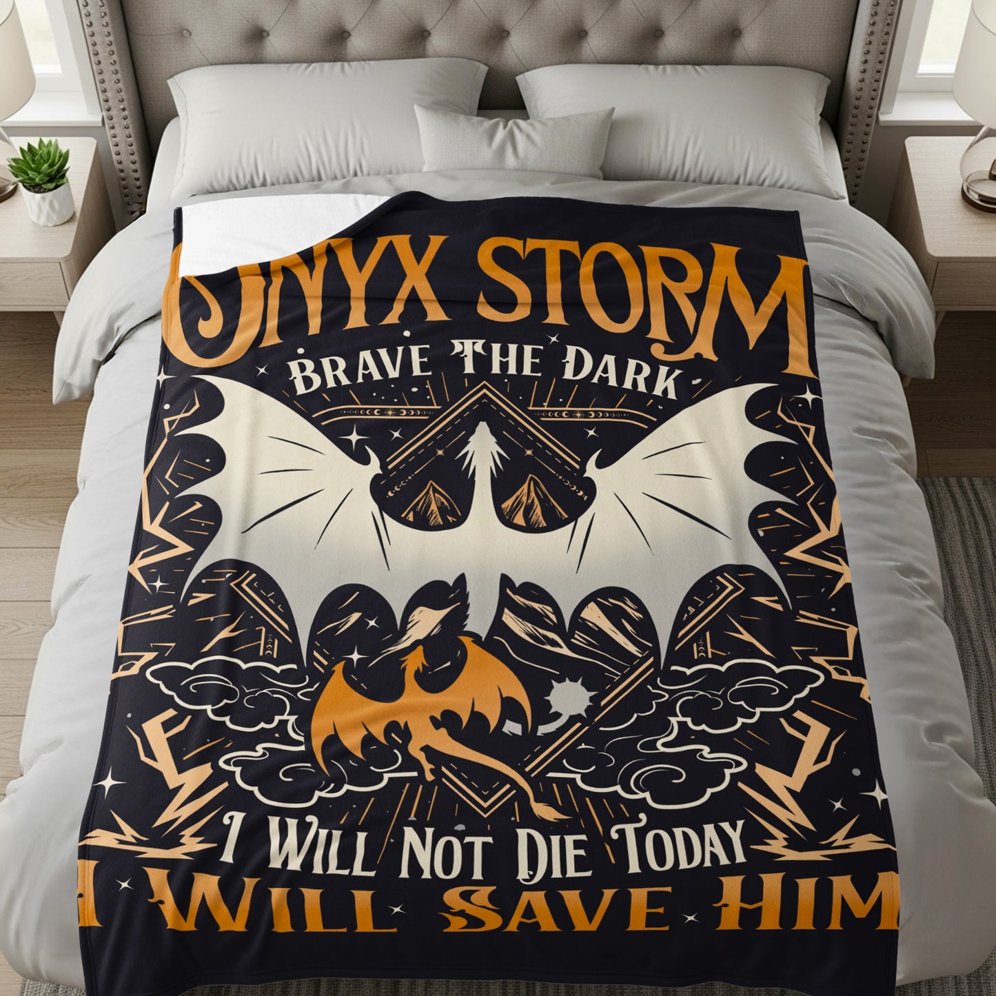 Onyx Storm Brave The Dark I Will Save Him Blanket