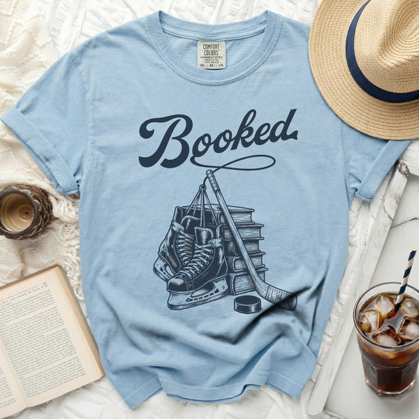 Booked: Books & Blades Tee in Chambray