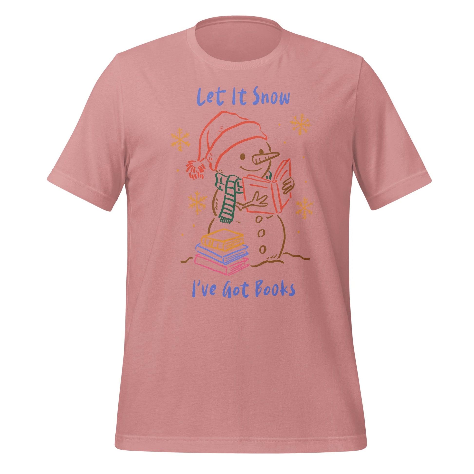 Let It Snow I've Got Books Snowman Reading T-shirt