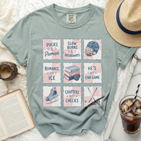 Pucks & Promises Bookish Tee in Bay