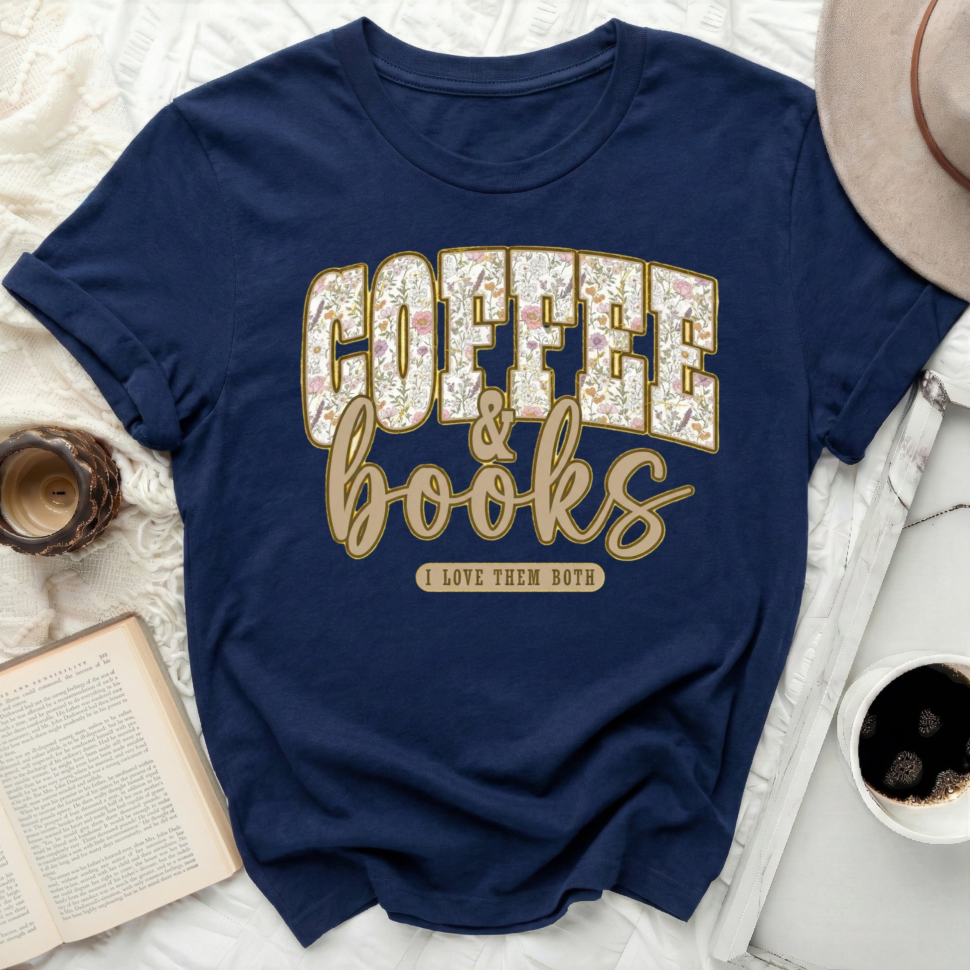 Coffee & Books I Love Them Both Graphic T-Shirt