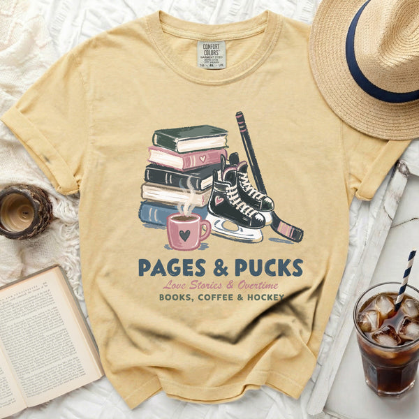 Pages & Pucks Hockey Fan Tee in Butter