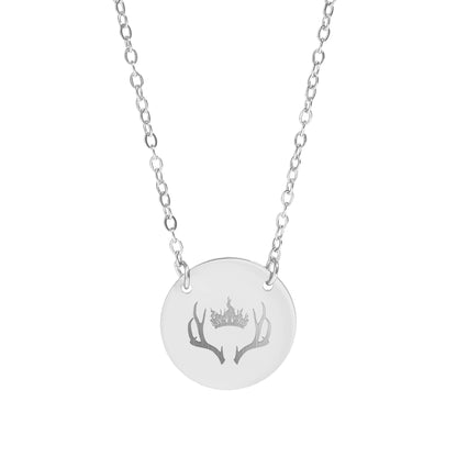 Elegant Moon Antler Crown Pendant Necklace