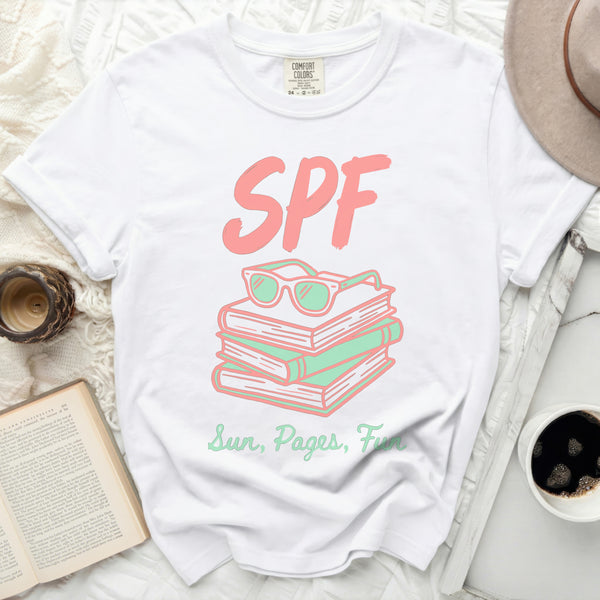 Sun, Pages, Fun Tee in White