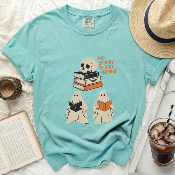 Spooky Reader Bookworm Ghoul Tee in Island Reef