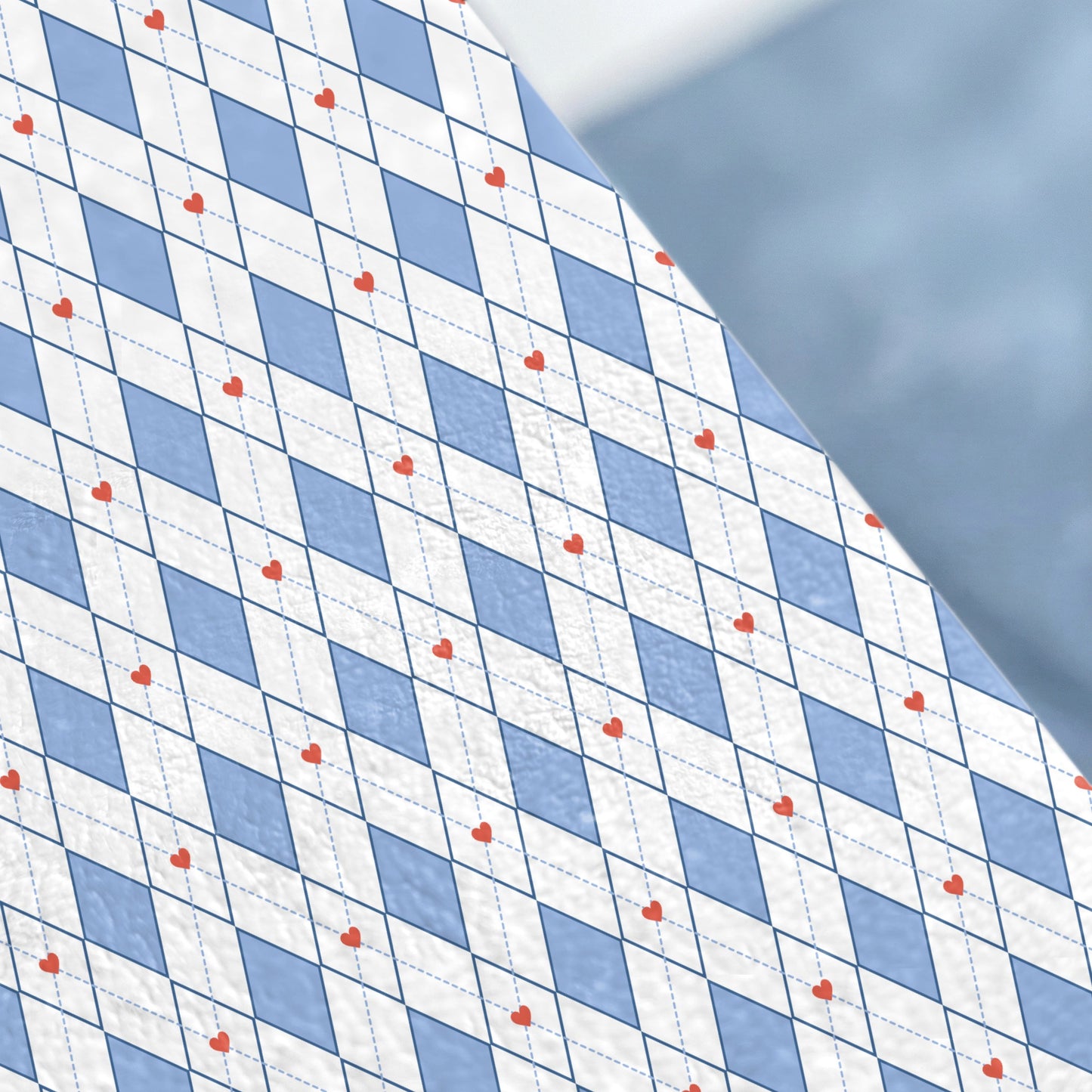 Blue and White Diamond with Hearts Pattern product