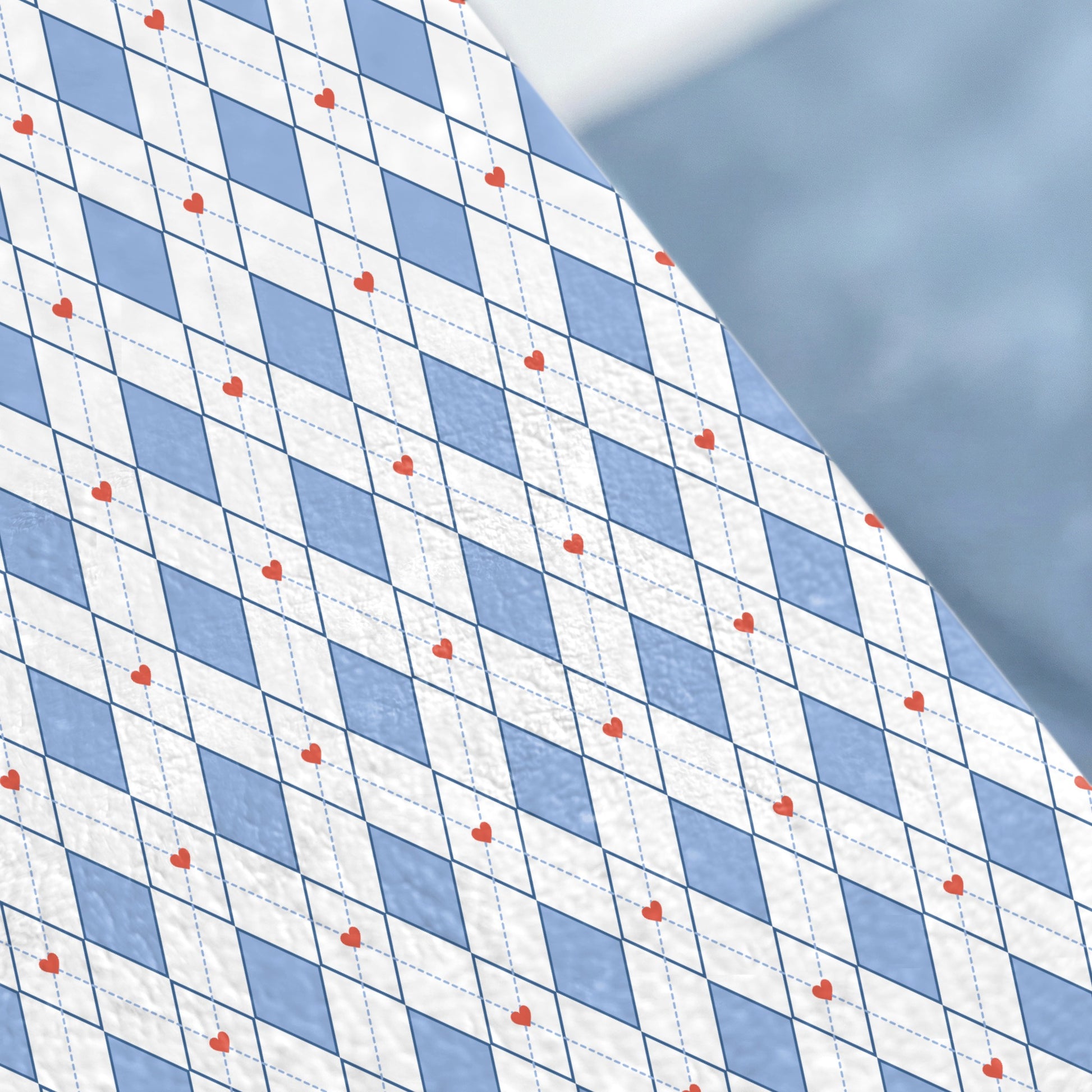 Blue and White Diamond with Hearts Pattern product