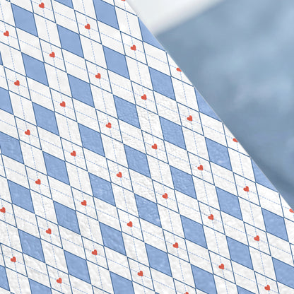 Blue and White Diamond with Hearts Pattern product