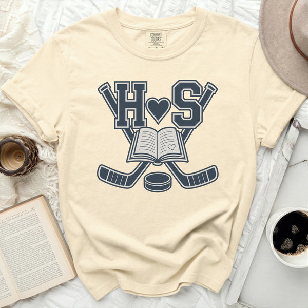 H+S Heart & Hockey Tee in Ivory