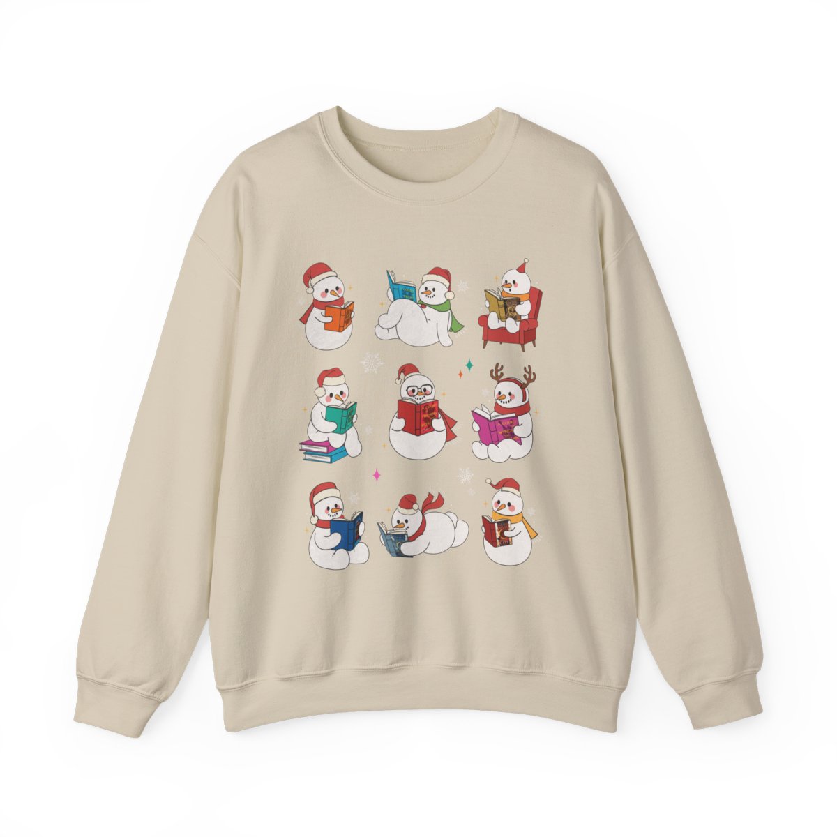 Cute Snowmen Reading and Relaxing Sweatshirt