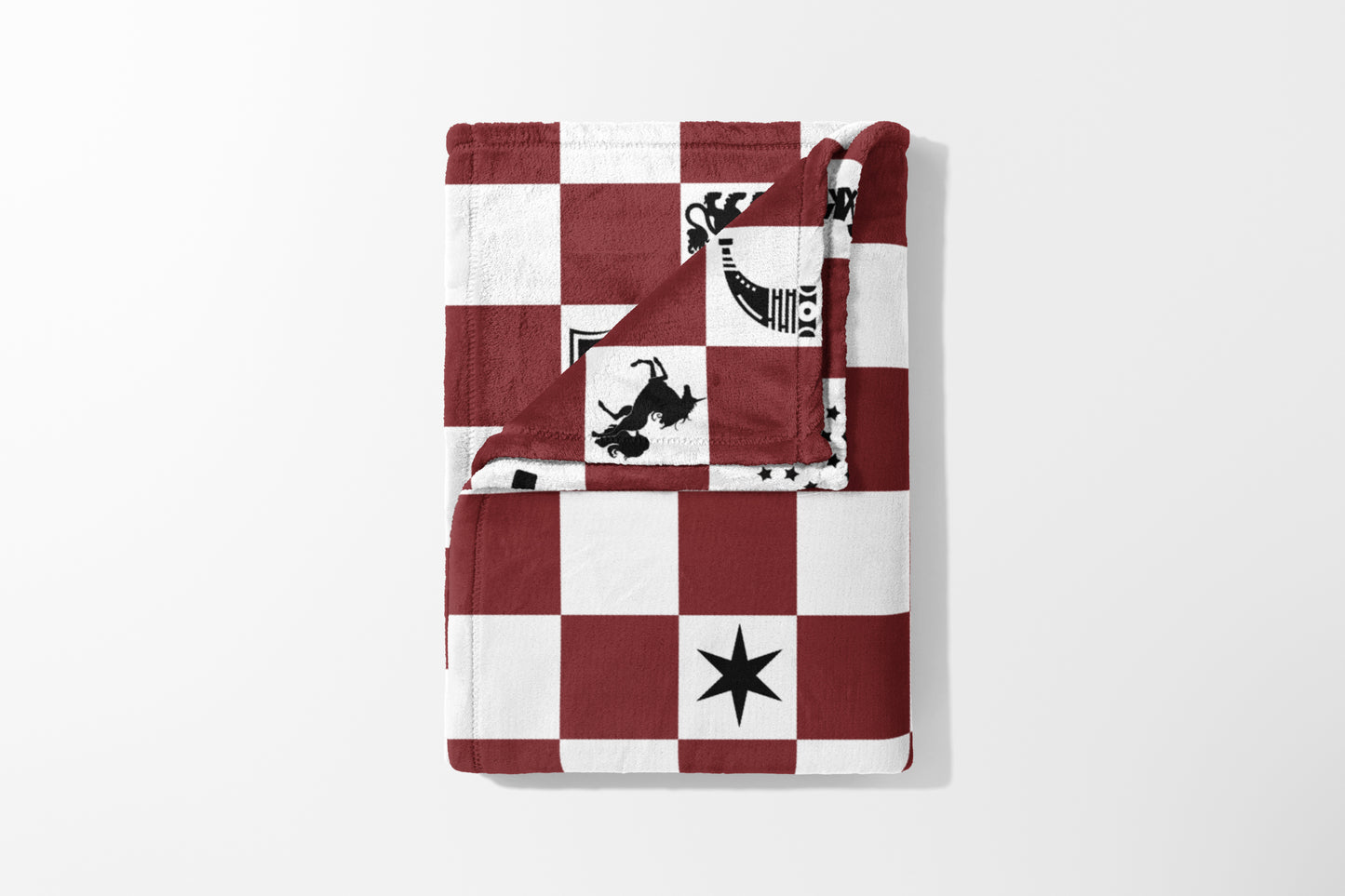 Burgundy and White Checkered Pattern Blanket