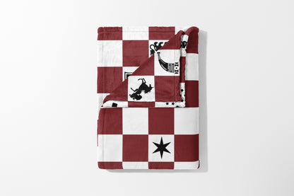 Burgundy and White Checkered Pattern Blanket