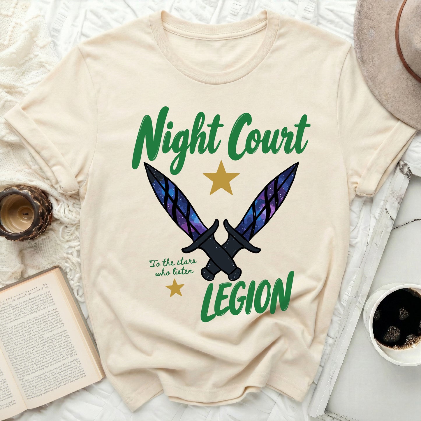Night Court To the stars who listen Legion Galaxy T-shirt product type
Night Court
To the stars who listen
Legion
Fantasy
ACOTAR
Book Lover
Rhysand
Fae
Magic
Galaxy Daggers
Star Design
Celestial
Literary Gift
Bookish
Book Club
SJM
Court of Thorns
Velaris
Fan Merch
Reading Life