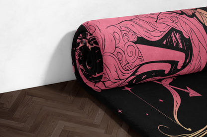 Astrological Pink and Black Roller Yoga Mat