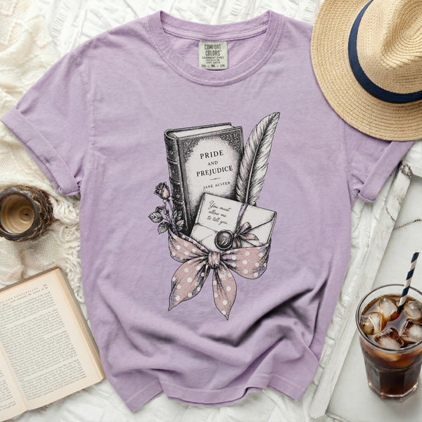 Austen Literary Charm Tee in Orchid
