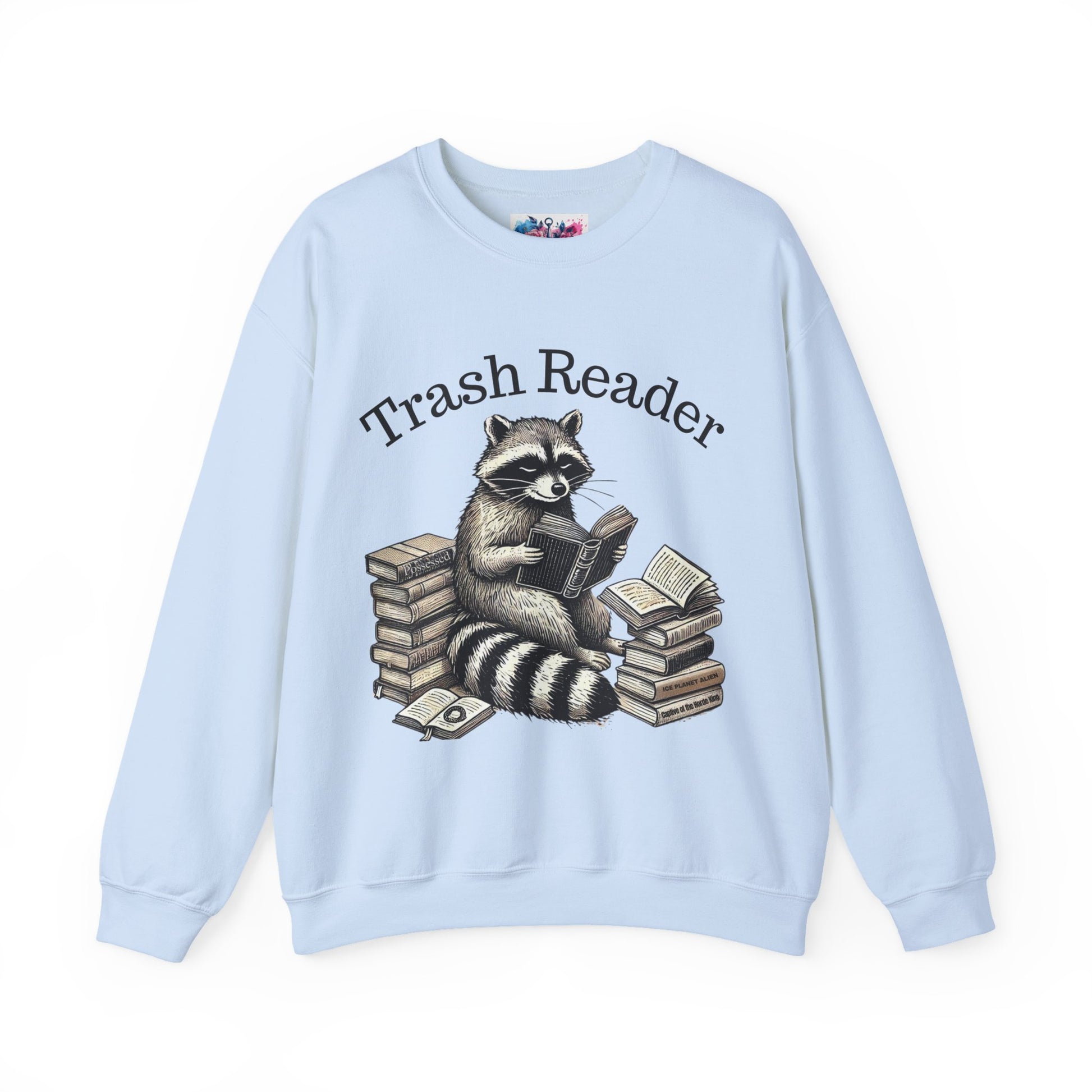 "Trash Reader" Raccoon Book Lover Sweatshirt - MagicMerchEmporium