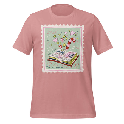 Pink T-Shirt with Whimsical Journal and Stars Design