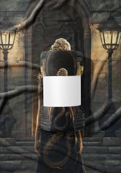 Enigmatic Figure Illuminated by Street Lamps Blanket