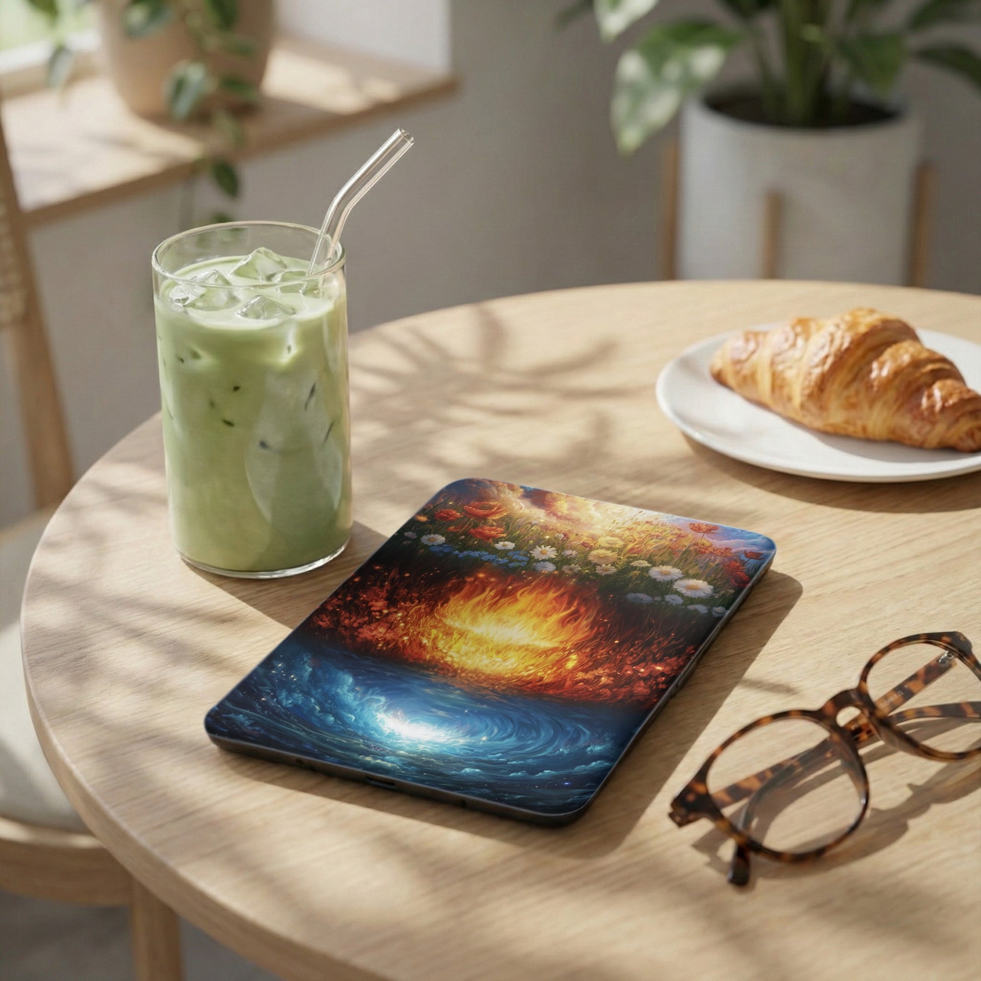 Dynamic Cosmic Fire Water Vortex Floral Pattern Tablet Cover product type