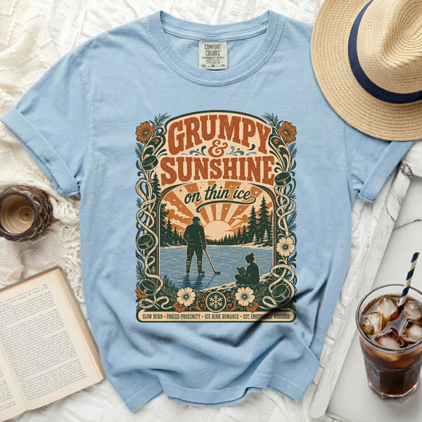 Grumpy & Sunshine Thin Ice Romance Tee in Chambray