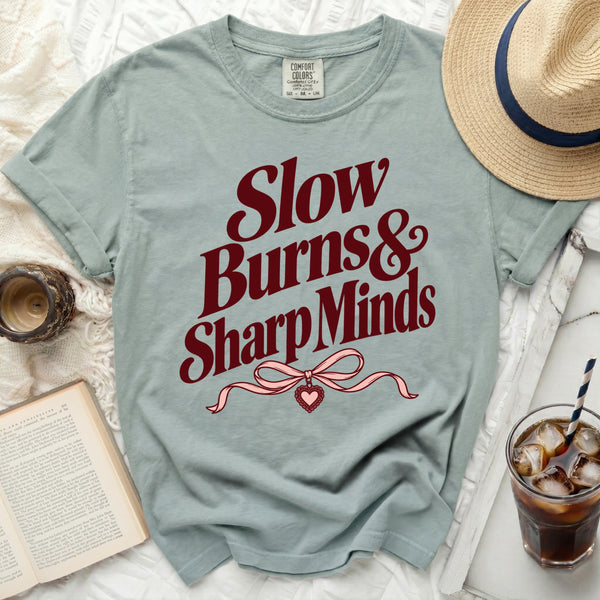 Slow Burns Sharp Minds Tee in Bay