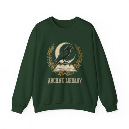 Arcane Library Raven Crewneck Graphic Sweatshirt