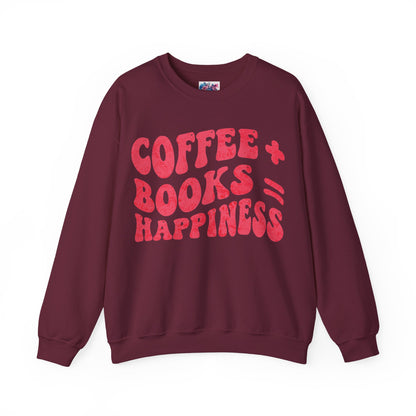"Coffee + Books = Happiness" Sweatshirt - MagicMerchEmporium