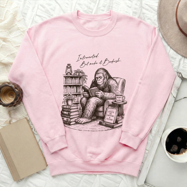 Introverted & Bookish Sweatshirt in Light Pink