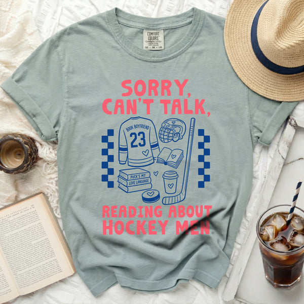 Can't Talk, Reading Hockey Men Tee in Bay
