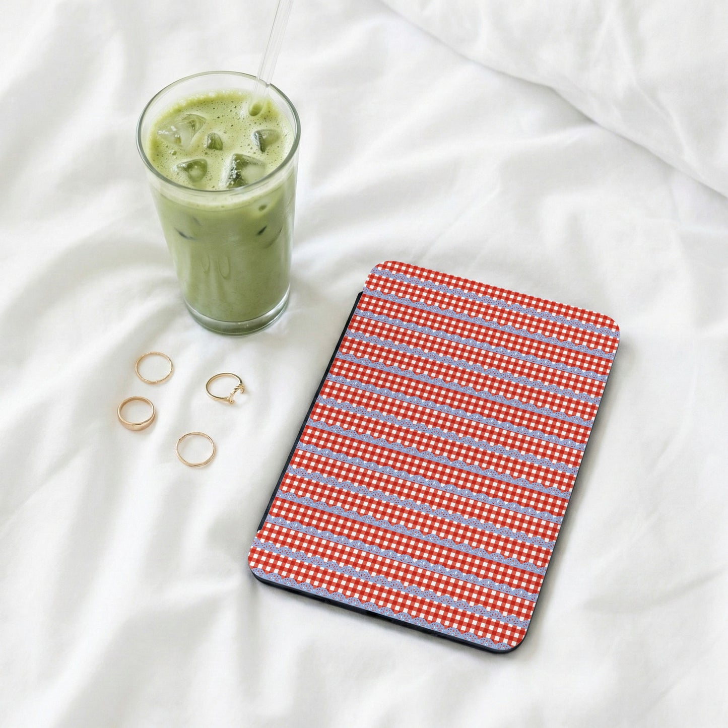 Red and White Gingham Pattern Tablet Case Sleeve