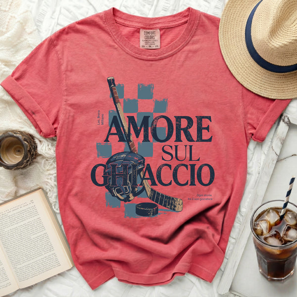 Amore Sul Ghiaccio Hockey Tee in Watermelon