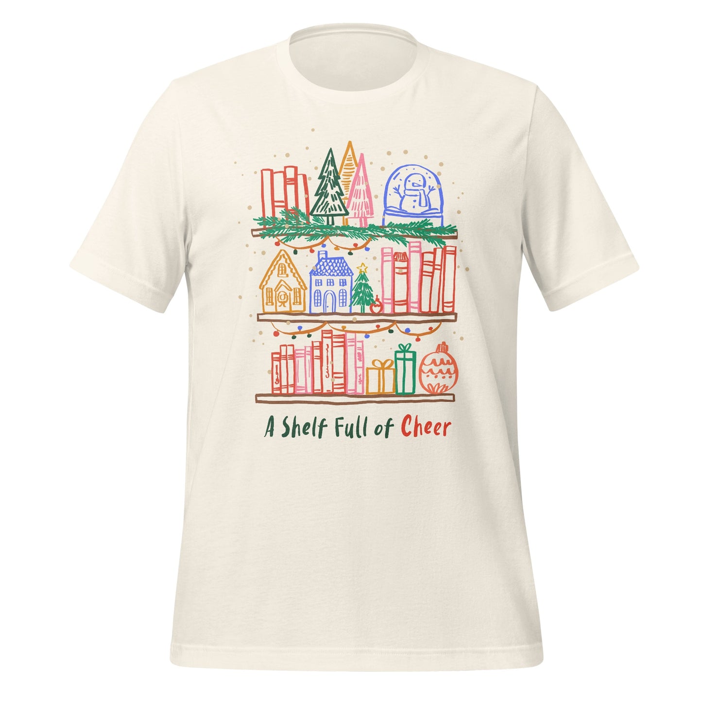 A Shelf Full of Cheer Festive Printed T-Shirt