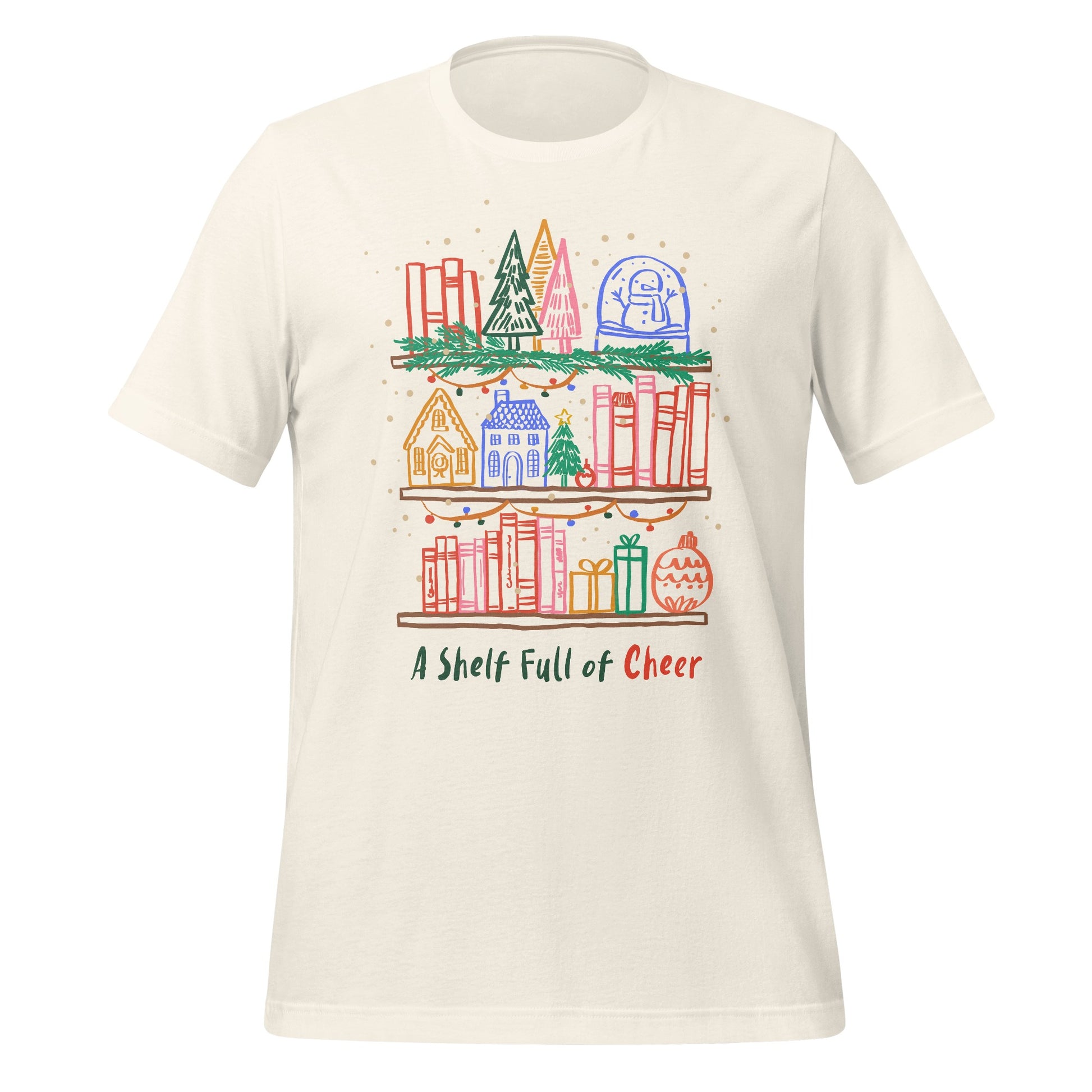 A Shelf Full of Cheer Festive Printed T-Shirt
