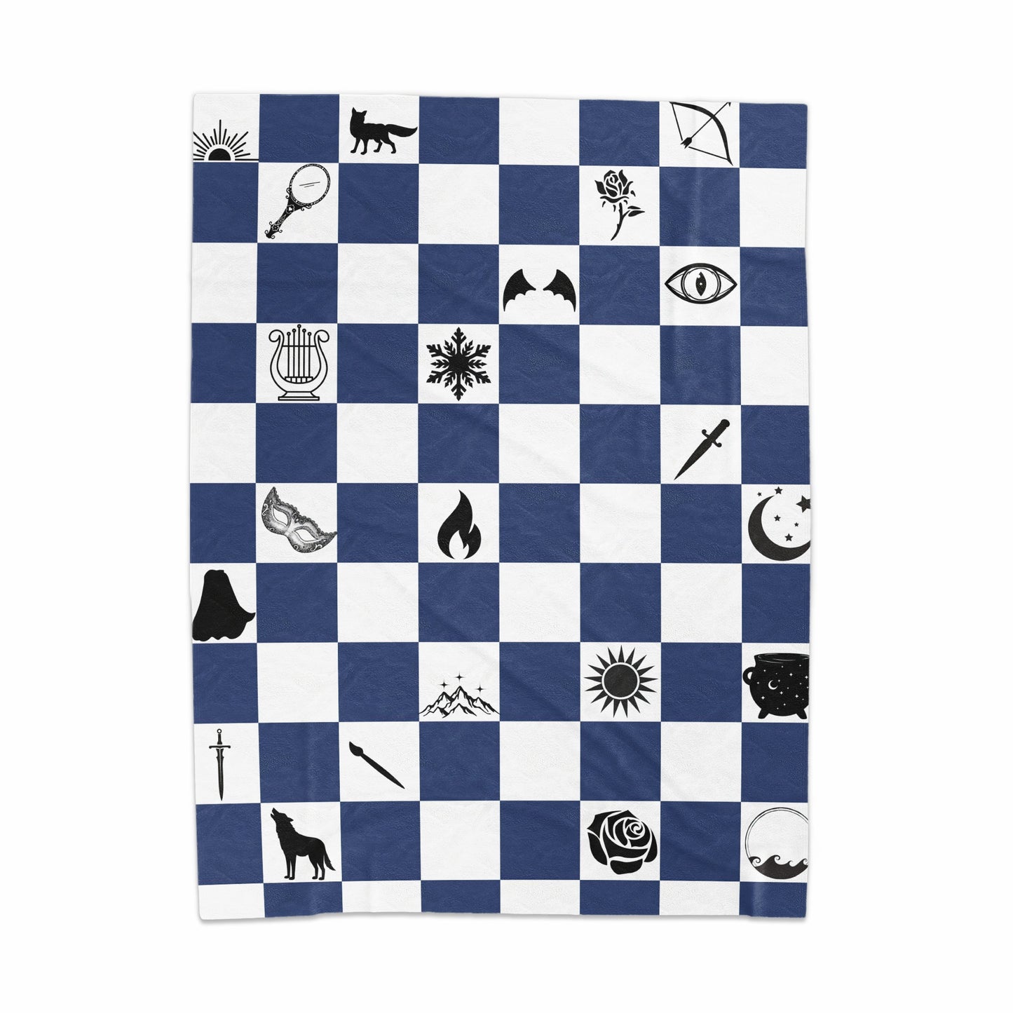 Blue and White Checkerboard Design Blanket