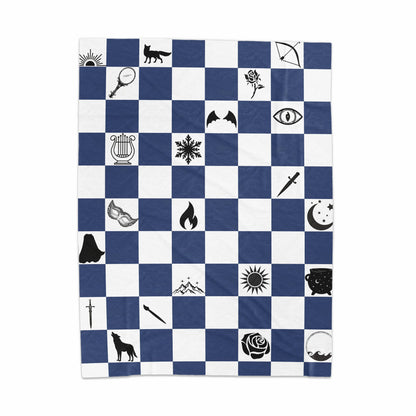 Blue and White Checkerboard Design Blanket