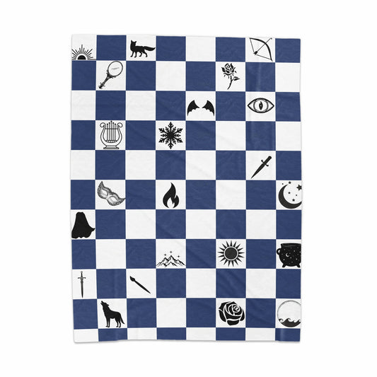Blue and White Checkerboard Design Blanket