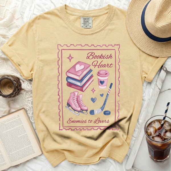 Bookish Heart Enemies to Lovers Tee in Butter