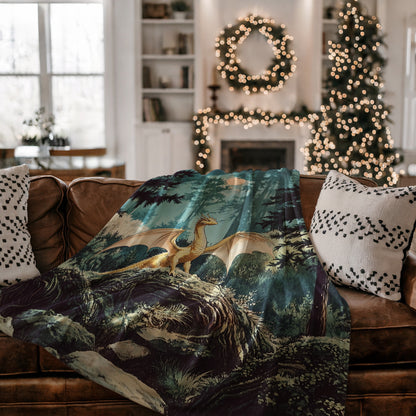 Cozy Winter Dragon Blanket for Home and Holiday Decor