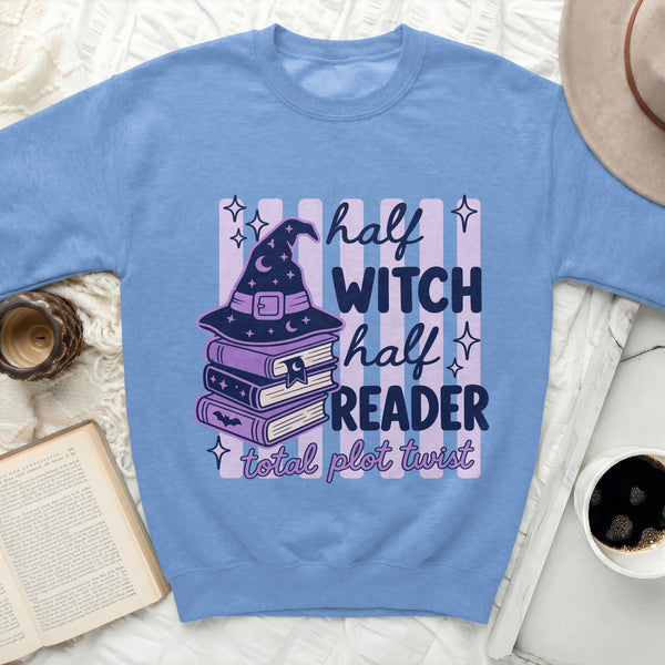 Half Witch Reader Sweatshirt in Carolina Blue