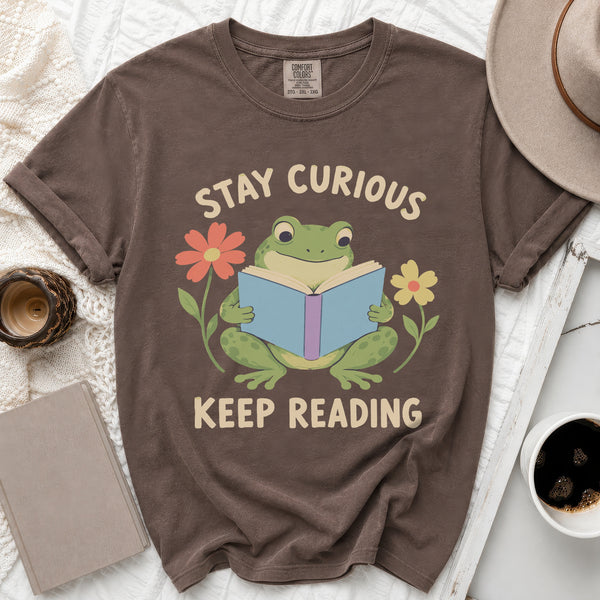 Stay Curious Frog Tee in Espresso