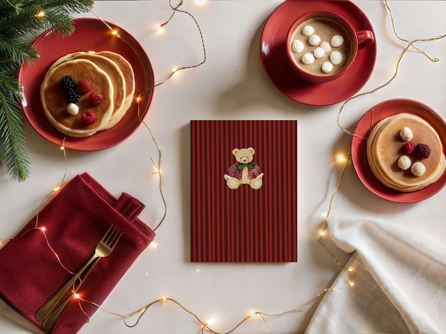Festive Bear Notebook with Holiday Breakfast Setting